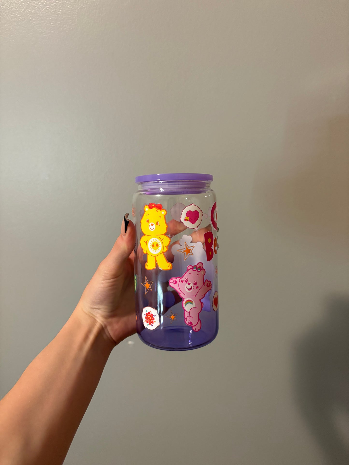 Care Bear Purple 16oz Glass Tumbler