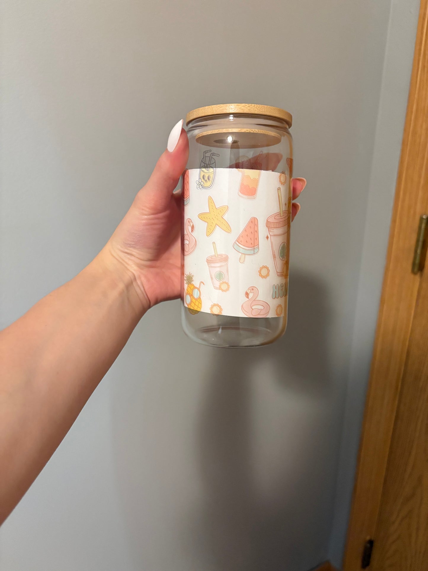 Hello Summer 16oz Glass Tumbler