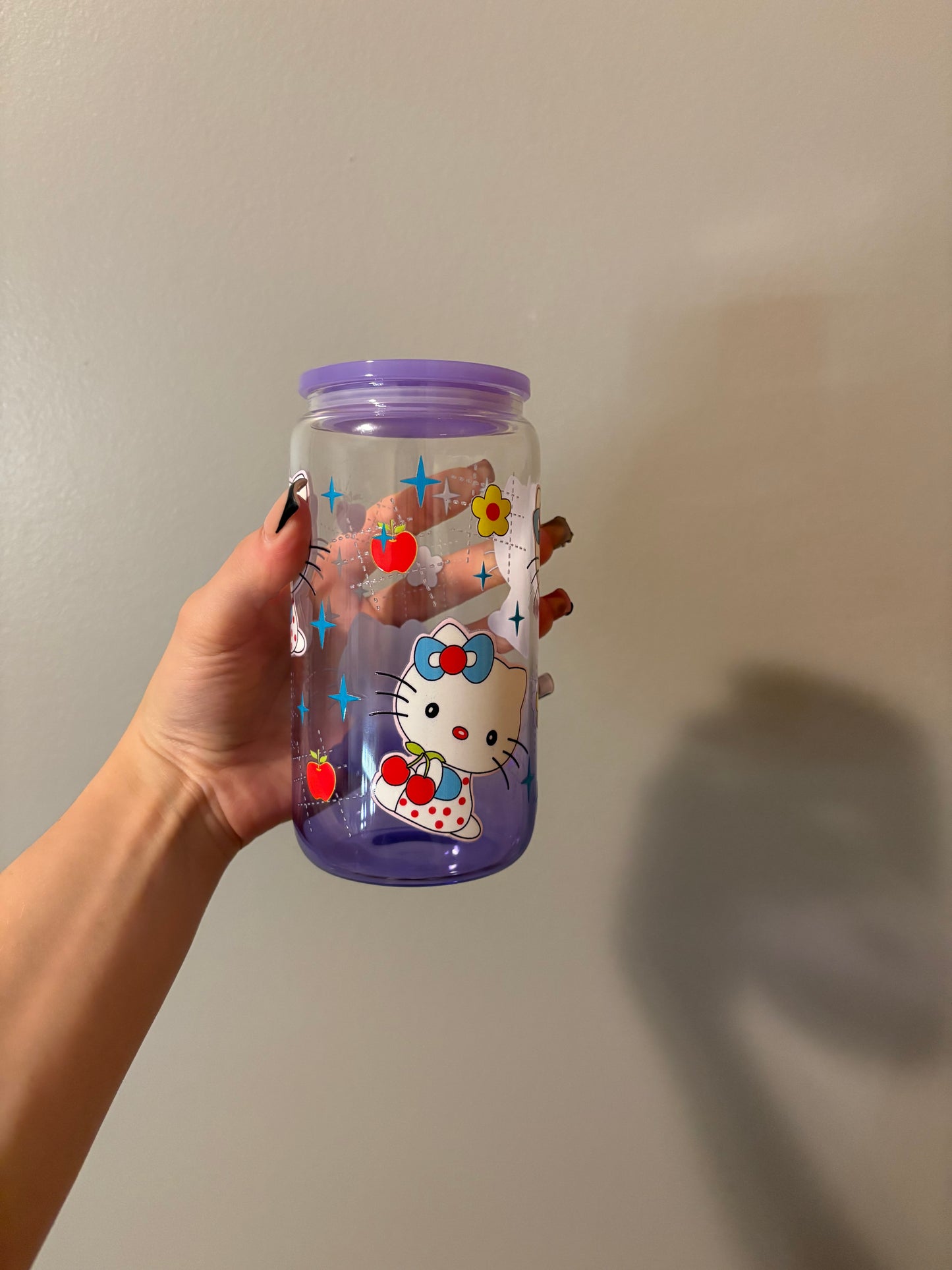 Cherry Hello Kitty 16oz Glass Tumbler