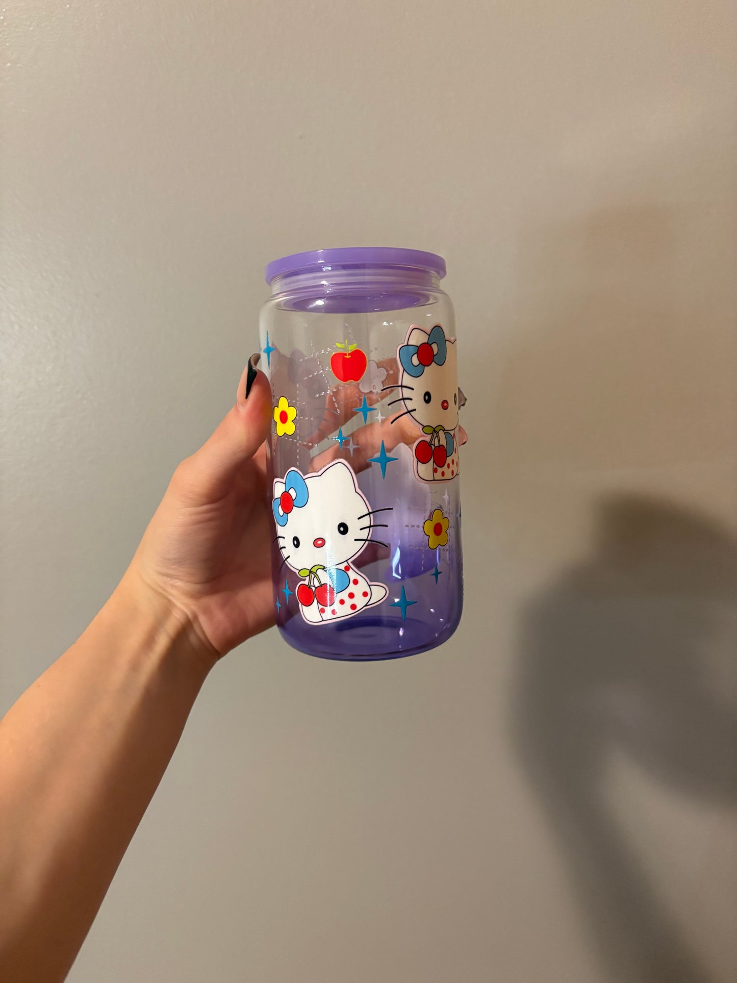 Cherry Hello Kitty 16oz Glass Tumbler