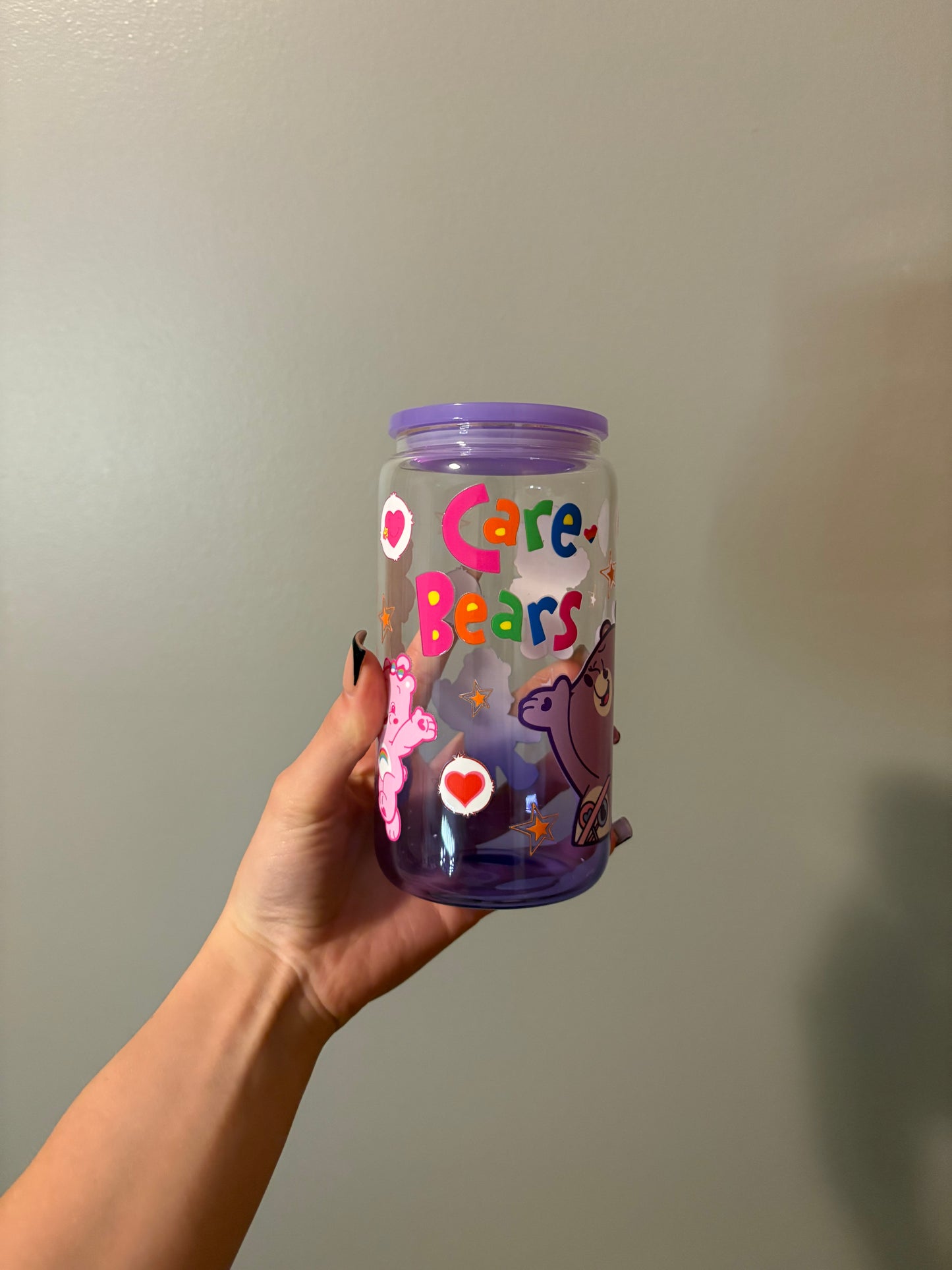 Care Bear Purple 16oz Glass Tumbler