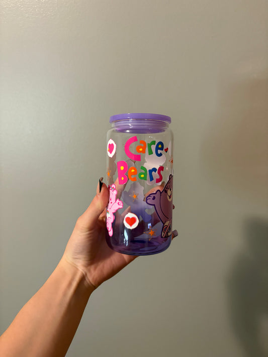 Care Bear Purple 16oz Glass Tumbler
