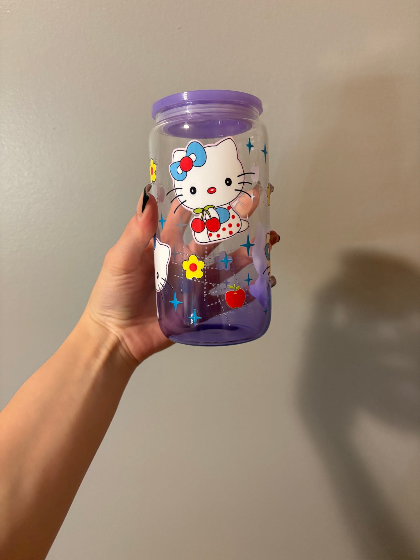 Cherry Hello Kitty 16oz Glass Tumbler