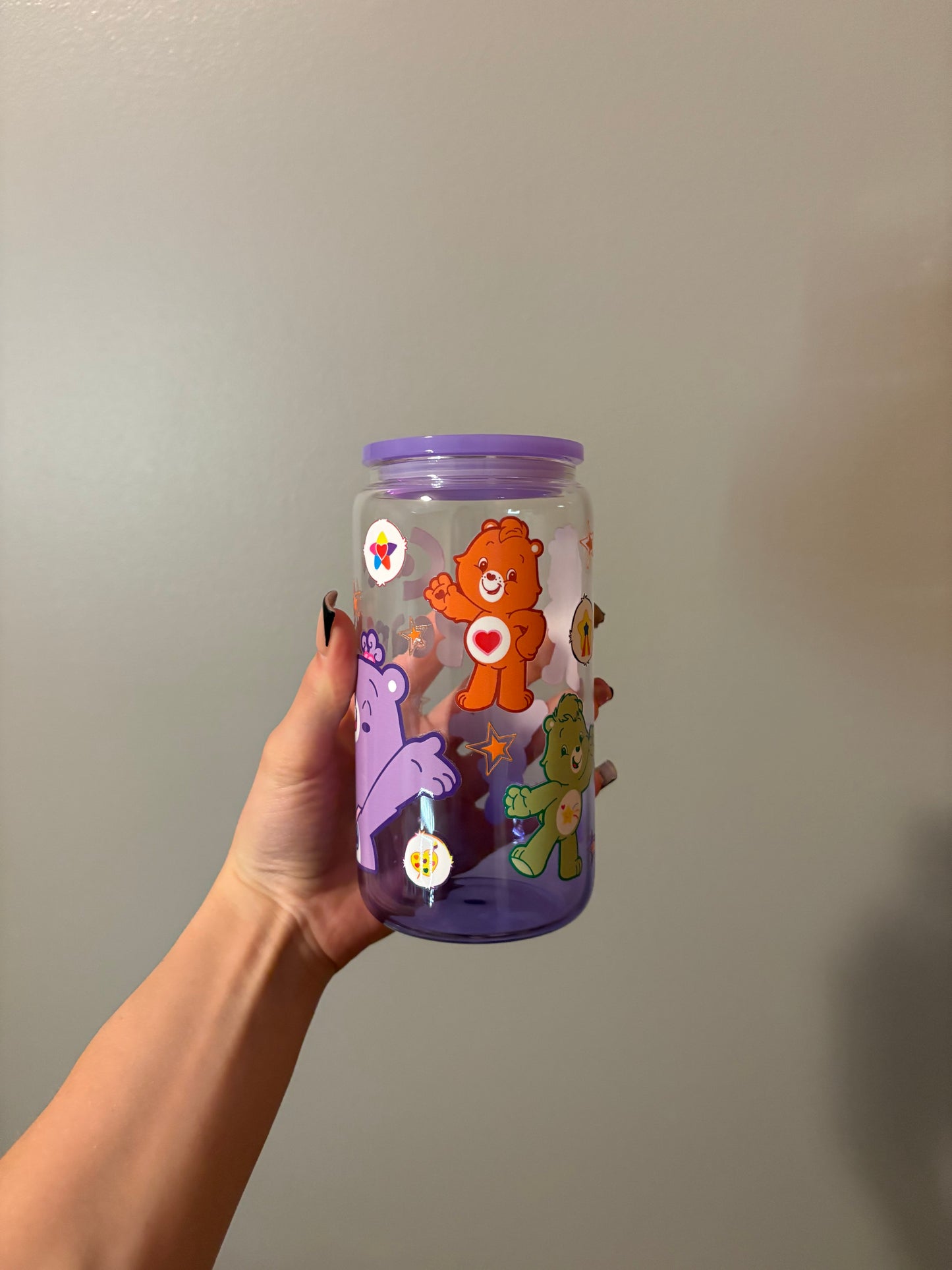 Care Bear Purple 16oz Glass Tumbler