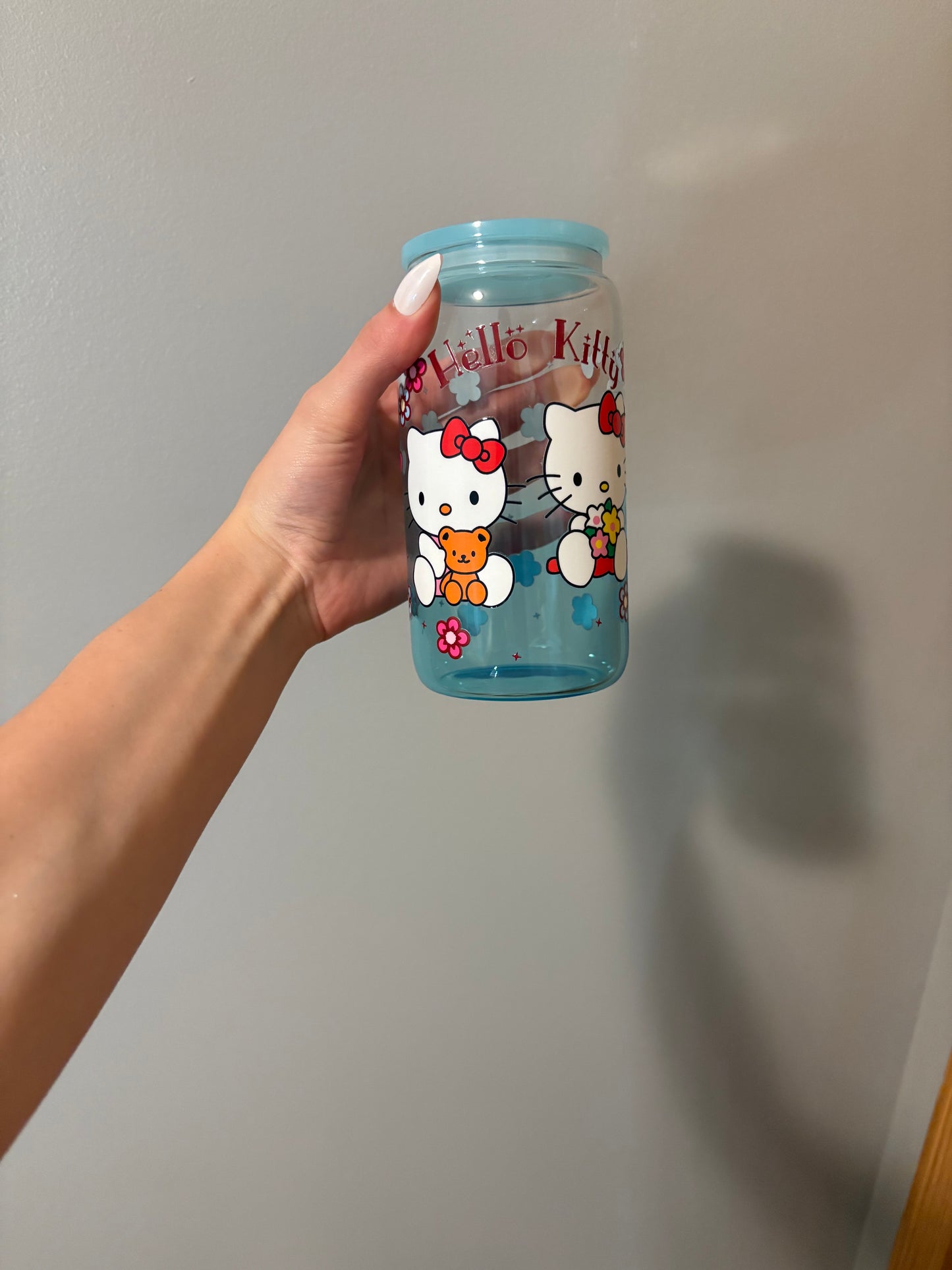 Flower Hello Kitty 16oz Glass Tumbler