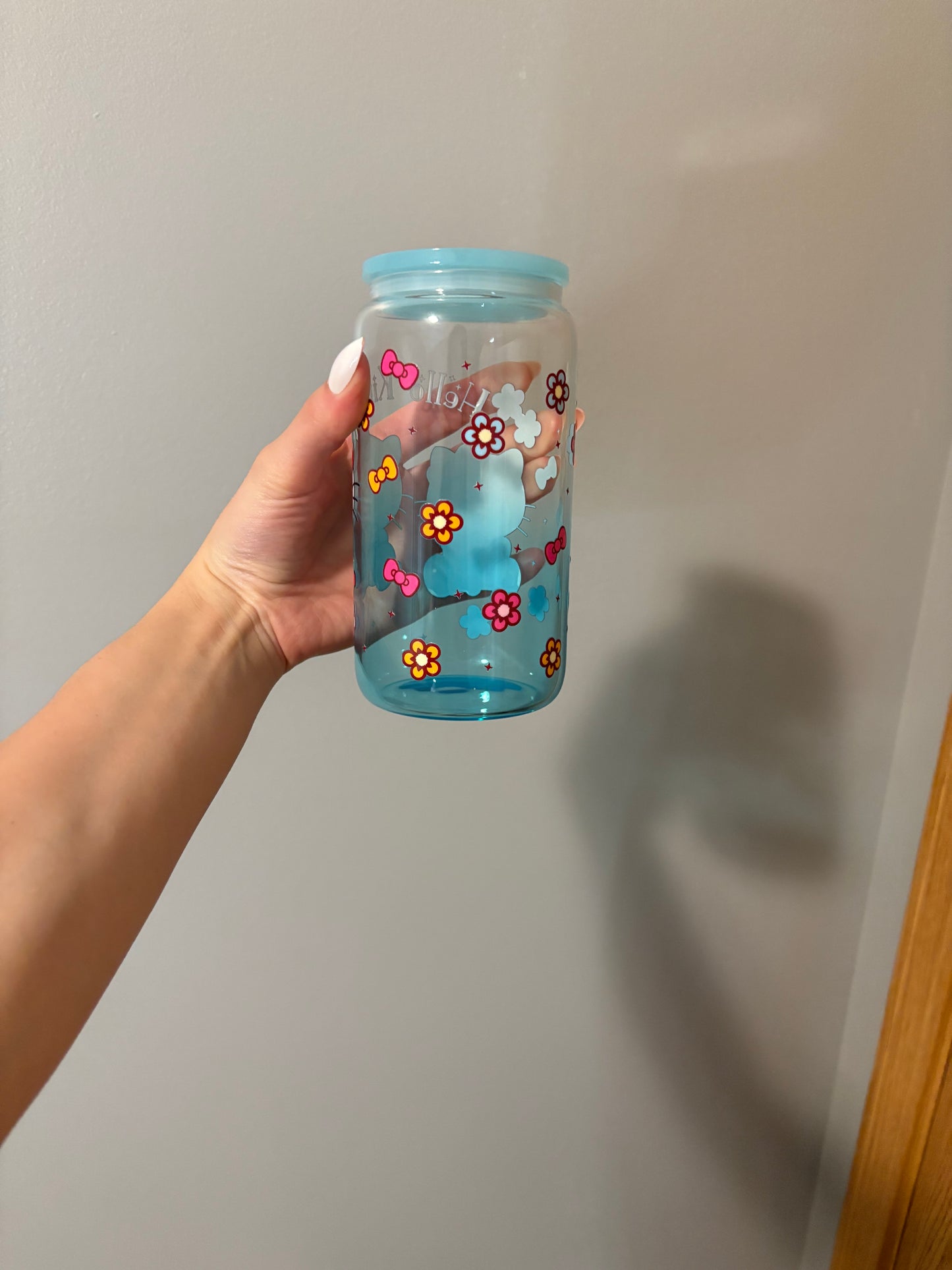 Flower Hello Kitty 16oz Glass Tumbler