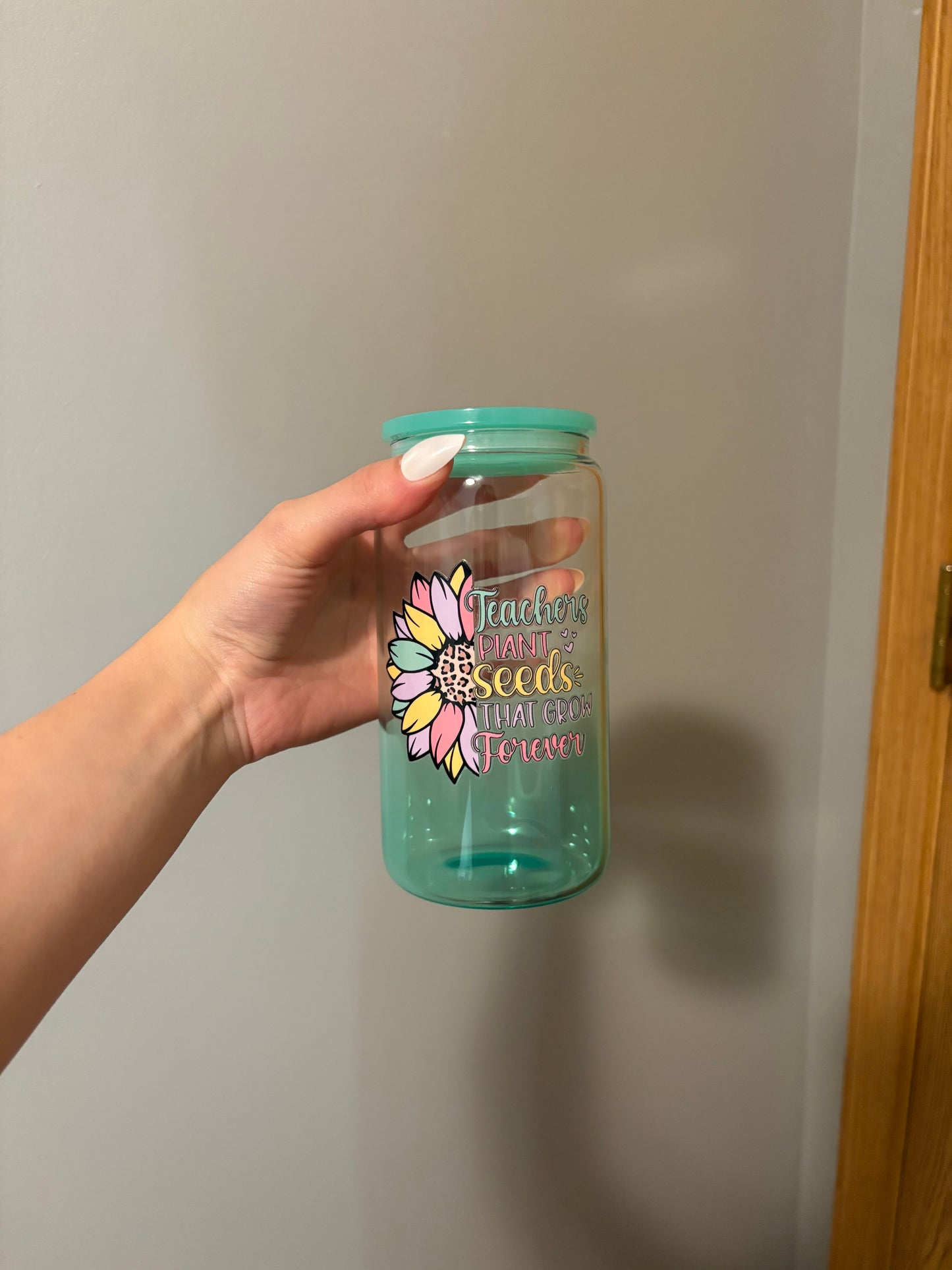Teachers Paint Seeds 16oz Glass Tumbler