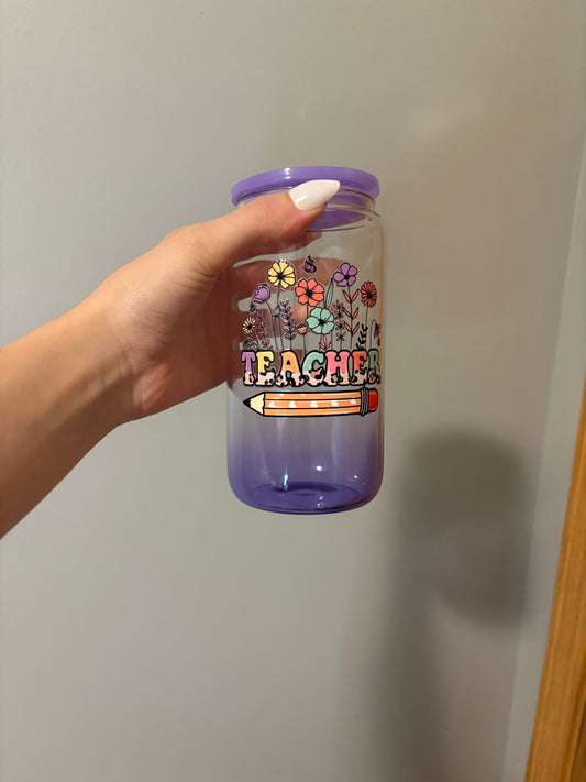 TEACHER 16oz Glass Tumbler