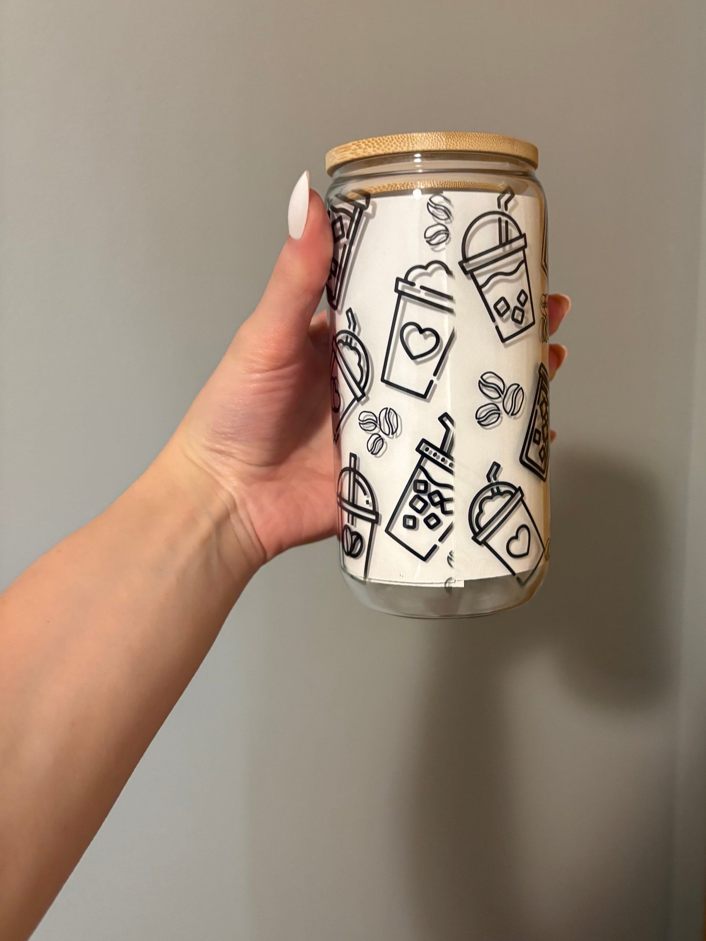 Fueled By Coffee 16oz Glass Tumbler